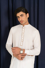 Embroidered Egg White Kurta Trouser